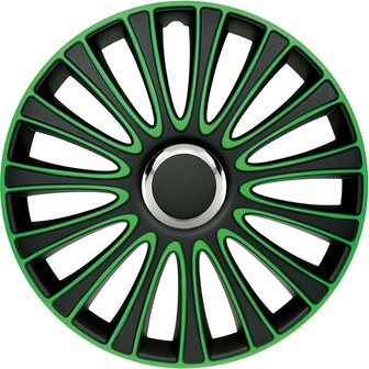 4-Delige Wieldoppenset LeMans 15-inch zwart/groen