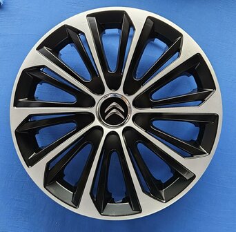 Wieldoppen Citro&euml;n 15 inch universeel zwart zilver CIT44315 ZW