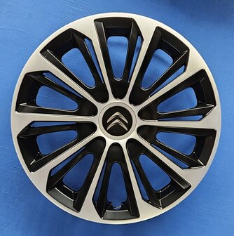 Wieldoppen Citro&euml;n 16 inch universeel zwart zilver CIT44316 ZW