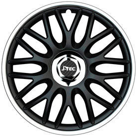 4-Delige J-Tec Wieldoppenset Orden R 14-inch zwart/zilver + chroom ring