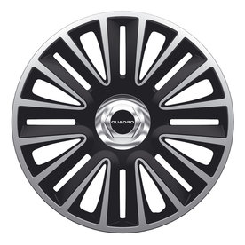 4-Delige Wieldoppenset Quadro Pro 15-inch zilver/zwart + chroom ring